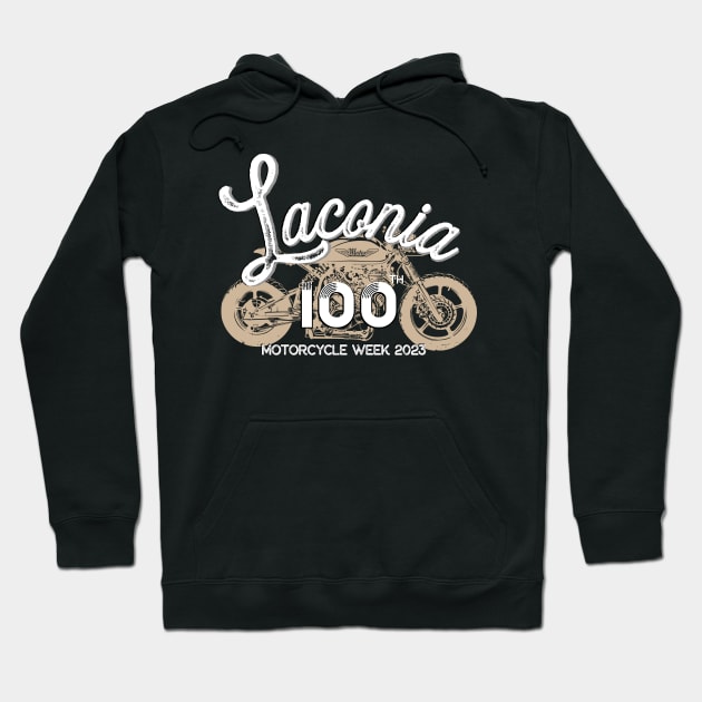 100th Anniversary Laconia Motorcycle Week New Hampshire - white Hoodie by PincGeneral